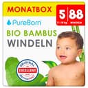 PureBorn Eco Organic bamboe luiers, maat 5 (11-18 kg), 88 luiers, hypoallergeen, ultrazacht, milieuvriendelijk, assorti-print, natheidsindicator